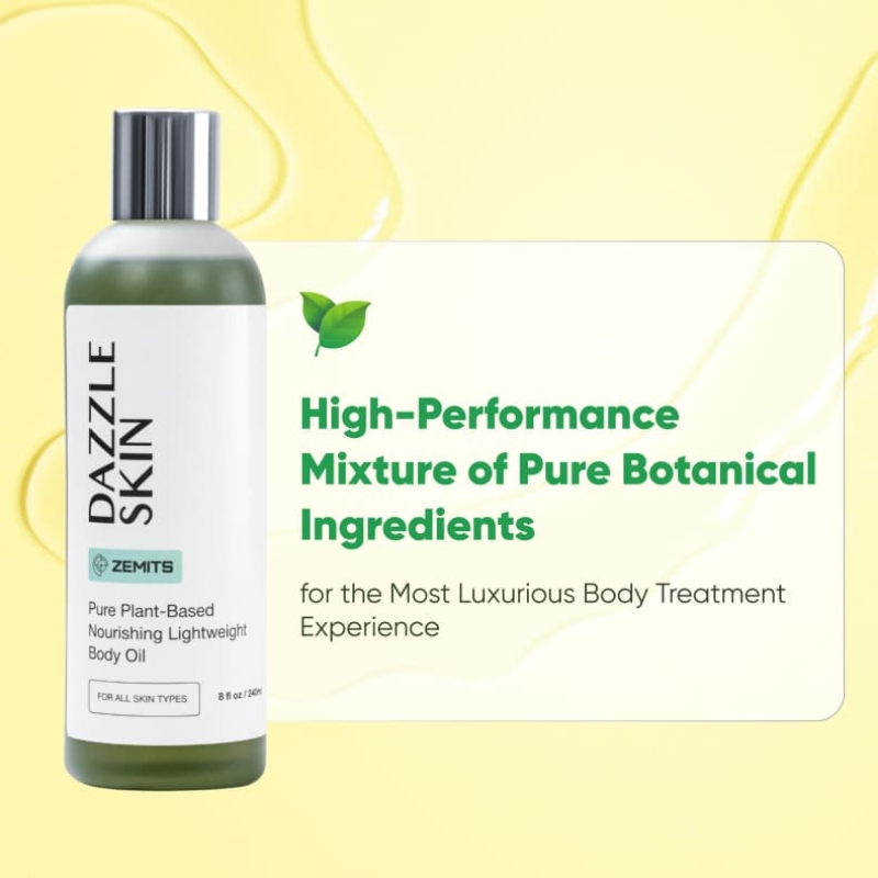 Zemits DazzleSkin Pure Plant-Based Nourishing Massage Oil, 8 fl oz