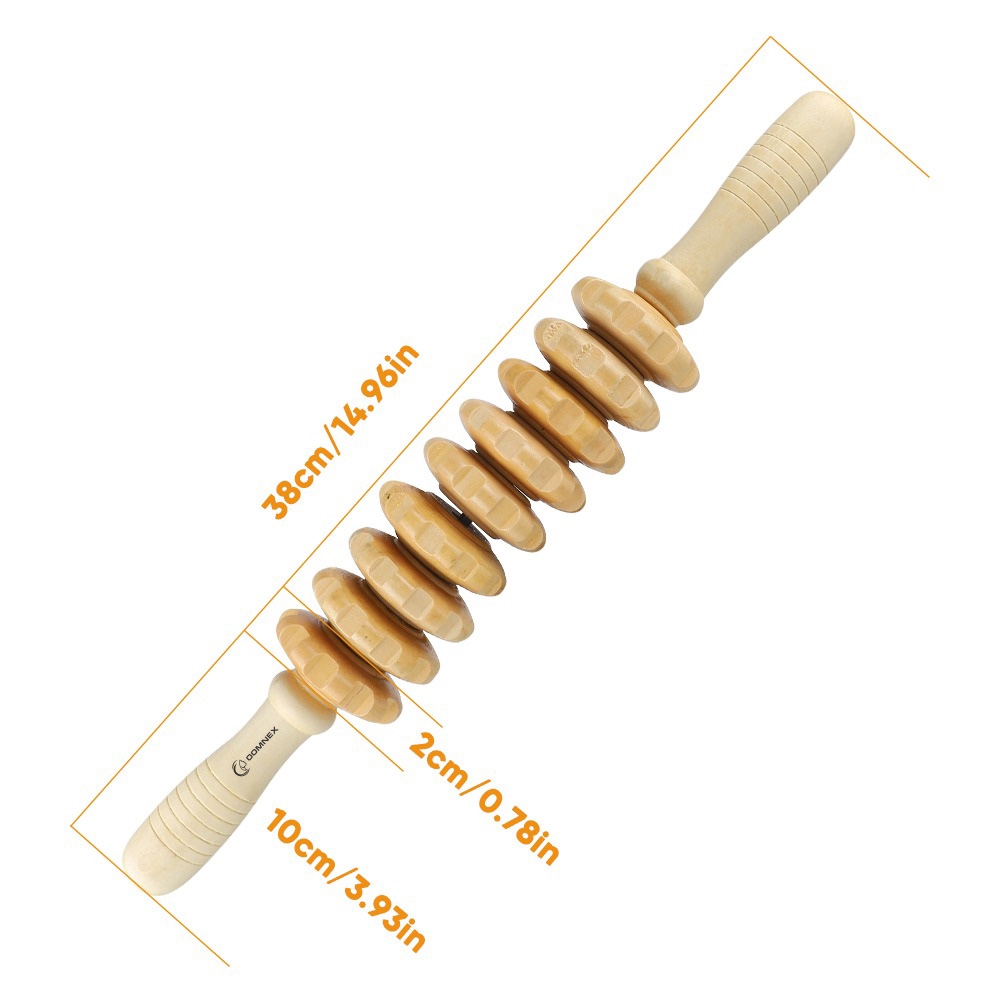 Classical Wooden Maderotherapy Anti-Cellulite Massage Roller with Handle – 40cm