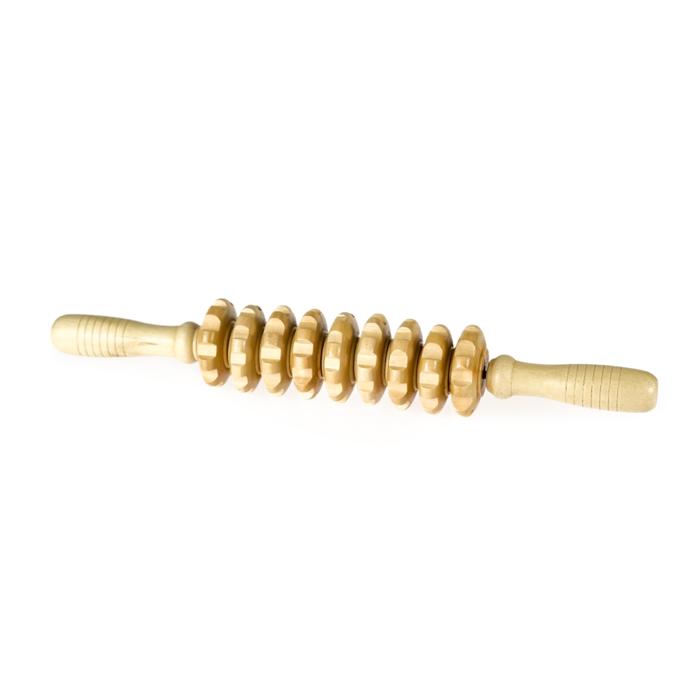 Classical Wooden Maderotherapy Anti-Cellulite Massage Roller with Handle – 40cm