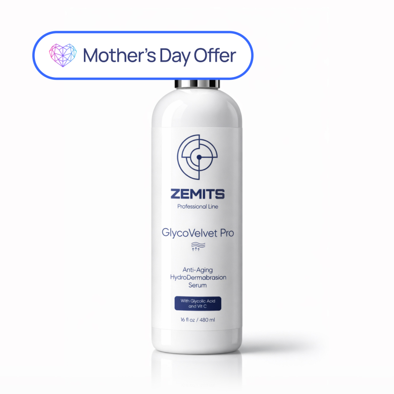 Zemits GlycoVelvet Pro Advanced Anti-Aging HydroDermabrasion Serum with Glycolic Acid and Vitamin C, 16 fl oz  1