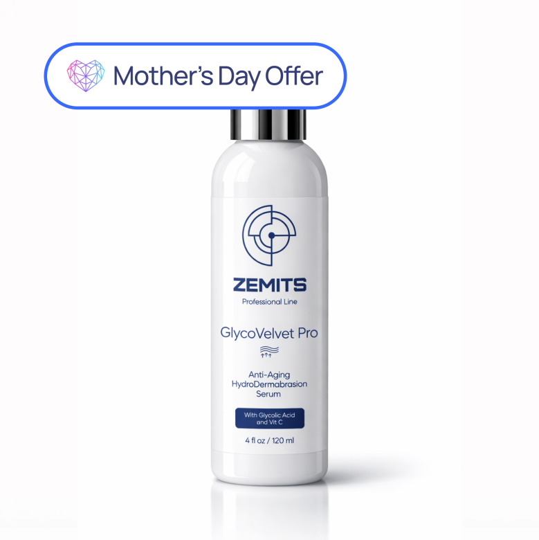 Zemits GlycoVelvet Pro Advanced Anti-Aging HydroDermabrasion Serum with Glycolic Acid and Vitamin C, 4 fl oz  1