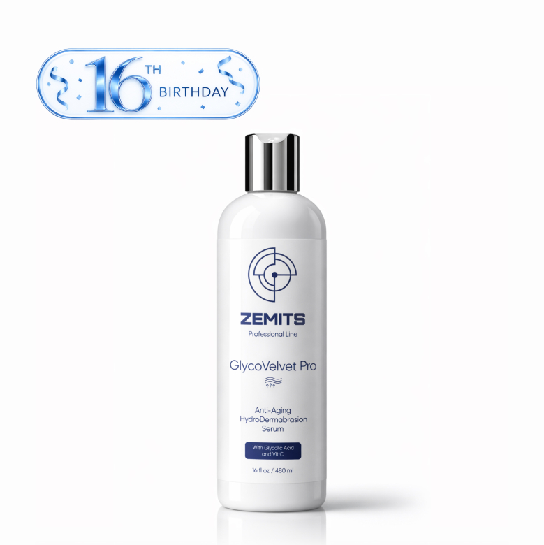 Zemits GlycoVelvet Pro Advanced Anti-Aging HydroDermabrasion Serum with Glycolic Acid and Vitamin C, 16 fl oz  1