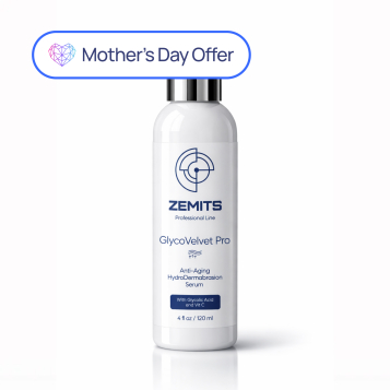 Zemits GlycoVelvet Pro Advanced Anti-Aging HydroDermabrasion Serum with Glycolic Acid and Vitamin C, 4 fl oz 