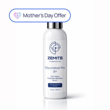 Zemits GlycoVelvet Pro Advanced Anti-Aging HydroDermabrasion Serum with Glycolic Acid and Vitamin C, 4 fl oz 