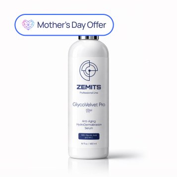 Zemits GlycoVelvet Pro Advanced Anti-Aging HydroDermabrasion Serum with Glycolic Acid and Vitamin C, 16 fl oz 